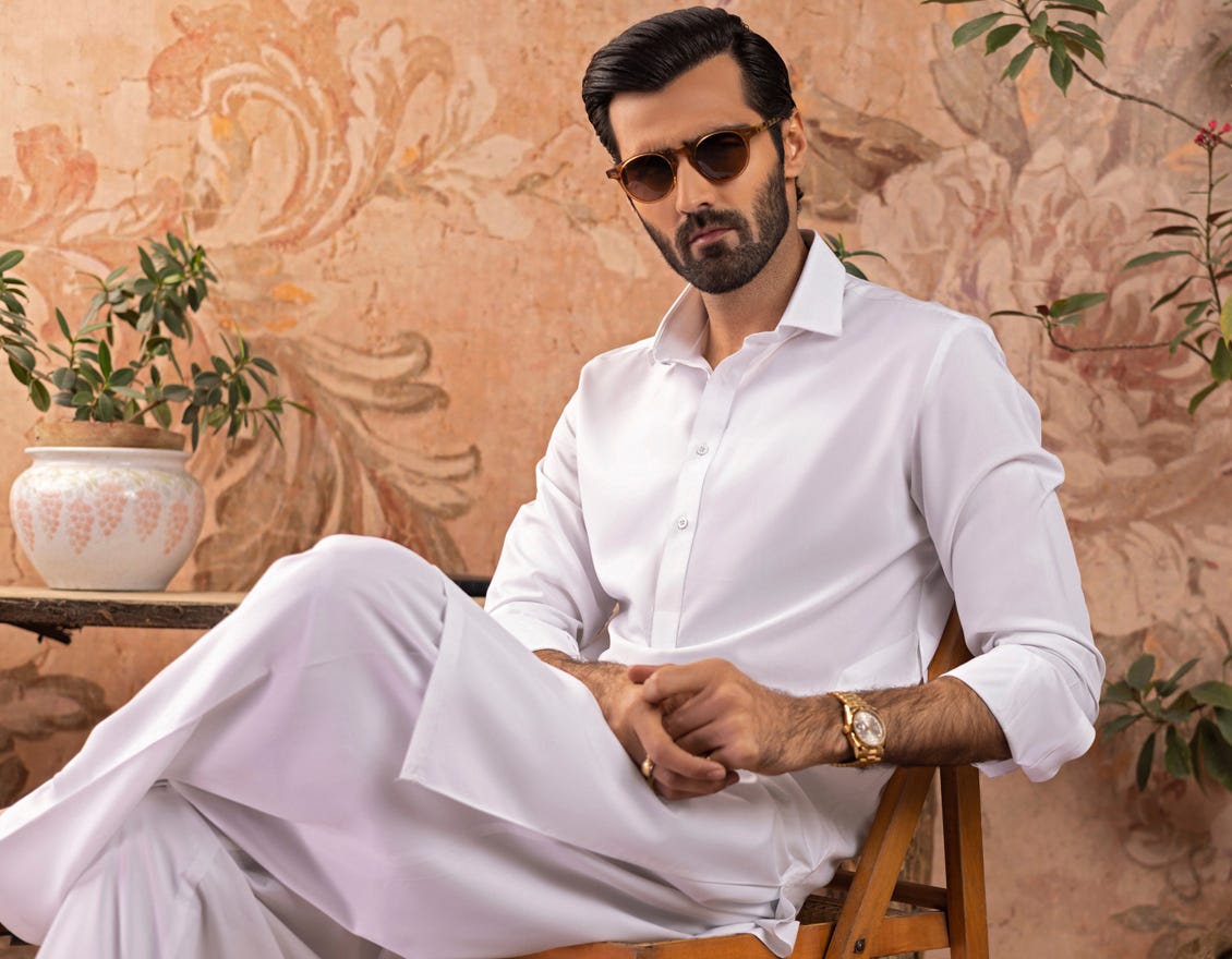 WHITE BLENDED KAMEEZ SHALWAR | JJKS-S-30727-R10-AP