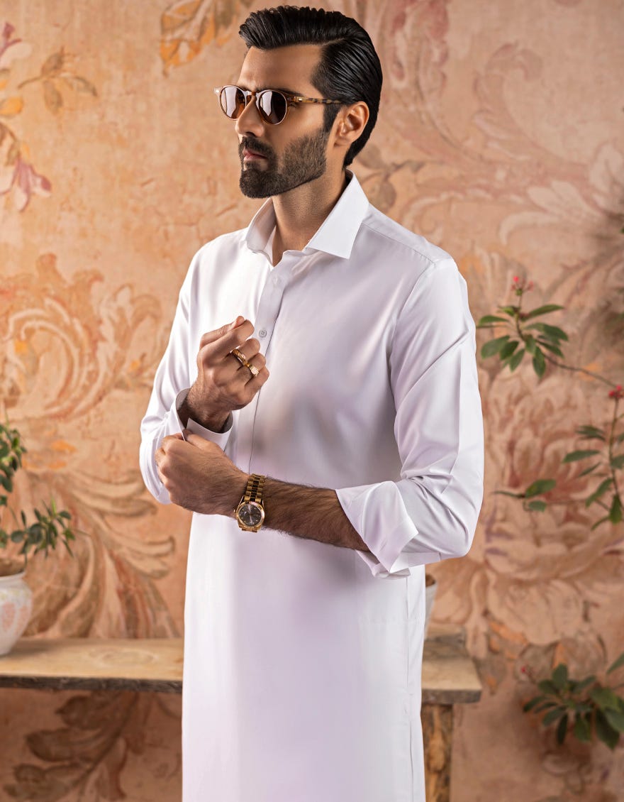 WHITE BLENDED KAMEEZ SHALWAR | JJKS-S-30727-R10-AP