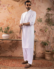 WHITE BLENDED KAMEEZ SHALWAR | JJKS-S-30728-R10-AP