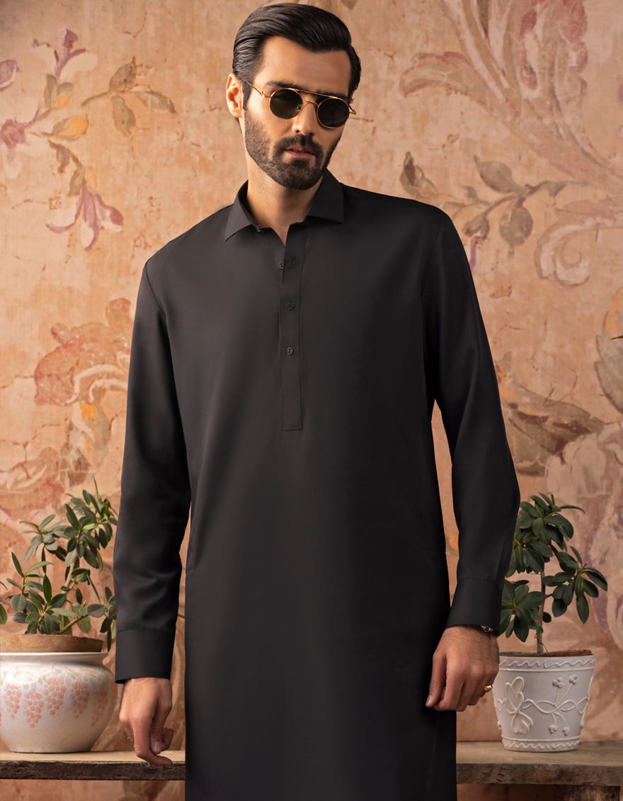 BLACK BLENDED KAMEEZ SHALWAR | JJKS-S-30729-R17-AP