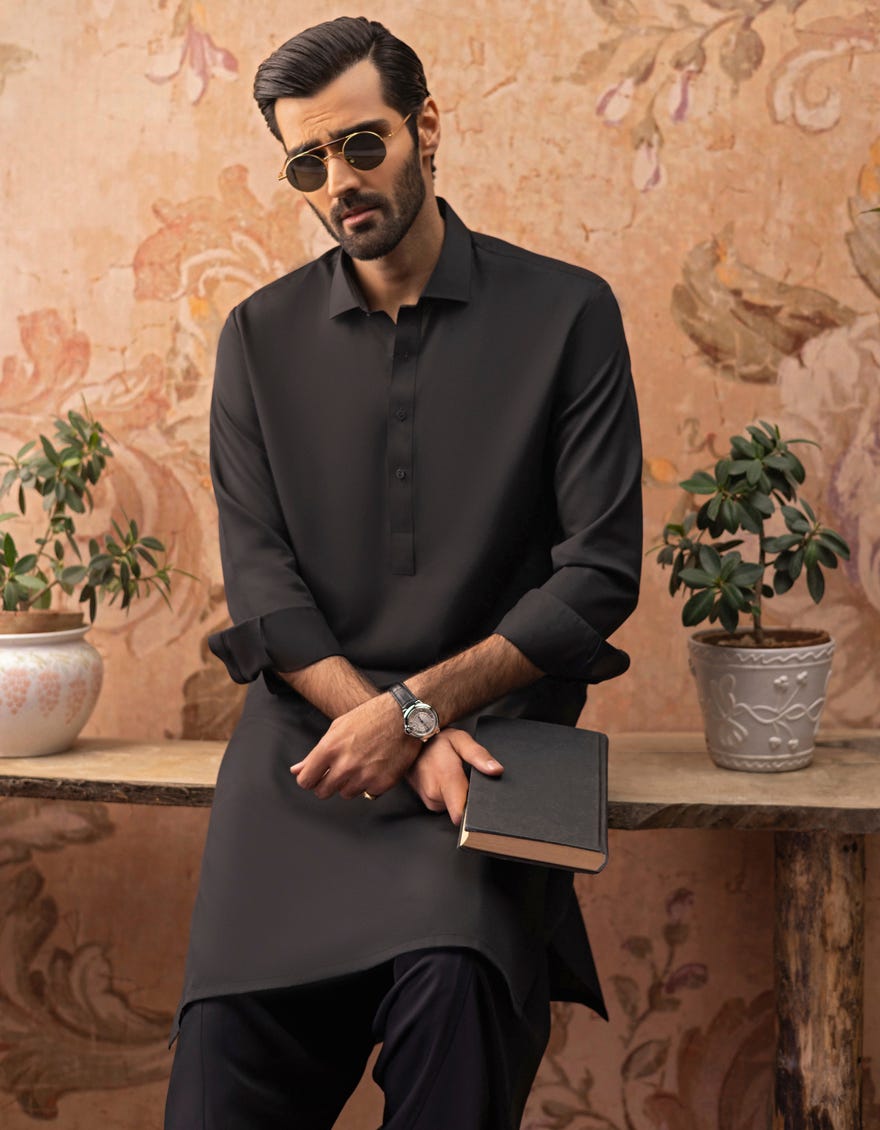 BLACK BLENDED KAMEEZ SHALWAR | JJKS-S-30729-R17-AP