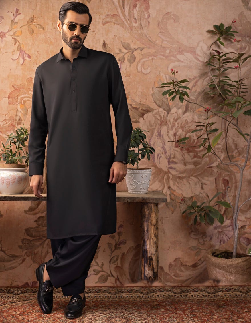 BLACK BLENDED KAMEEZ SHALWAR | JJKS-S-30729-R17-AP