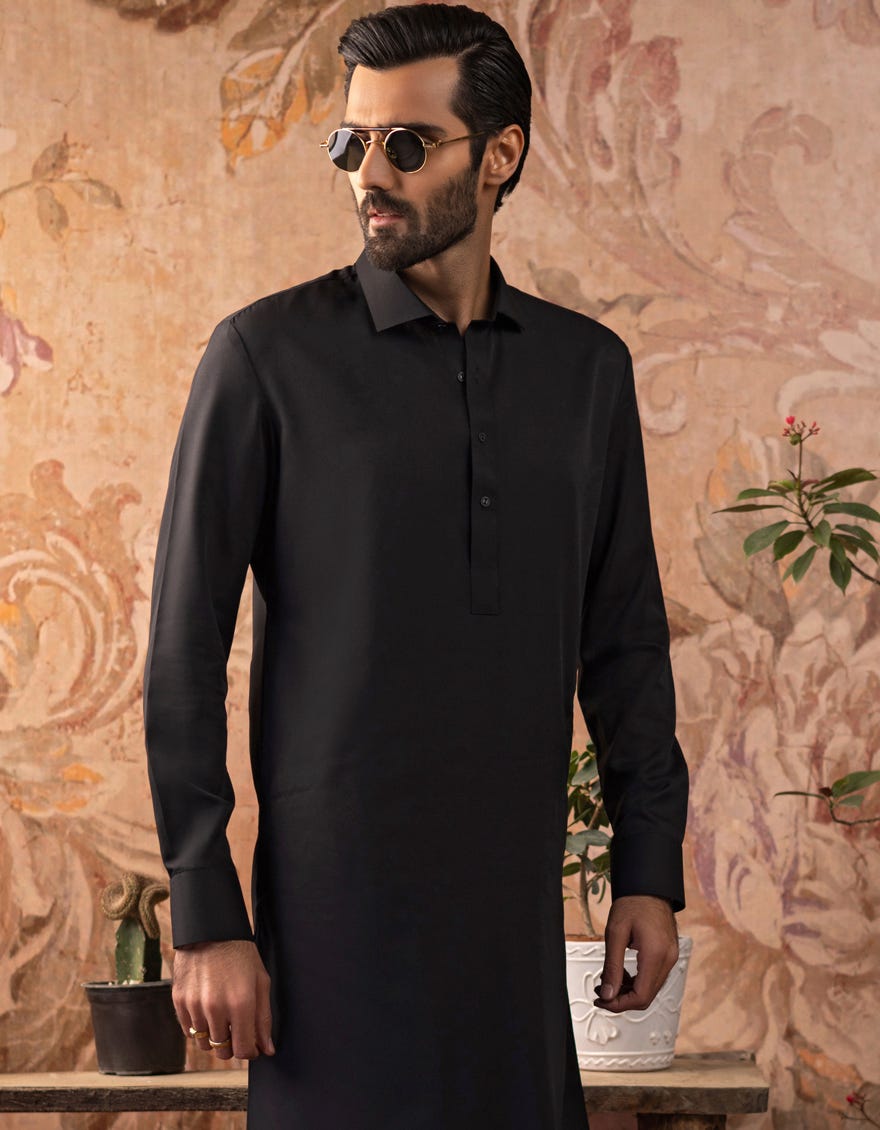 BLACK BLENDED KAMEEZ SHALWAR | JJKS-S-30729-R15-AP