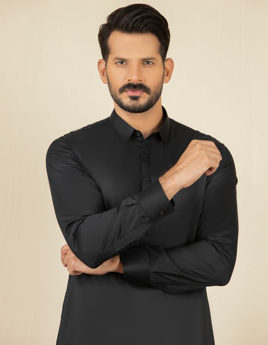 BLACK BLENDED KAMEEZ SHALWAR | JJKS-S-30729-R18-AP