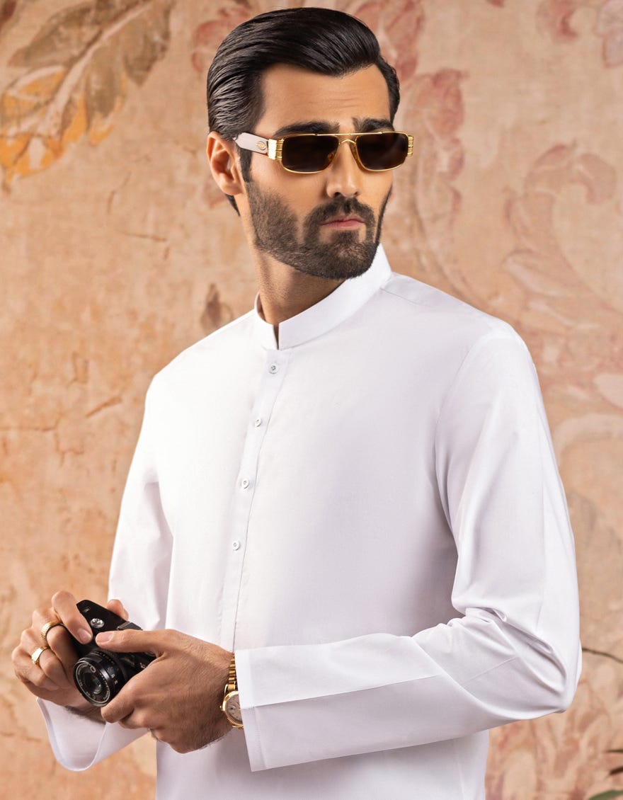 WHITE COTTON KAMEEZ SHALWAR | JJKS-S-30730-R11-AP