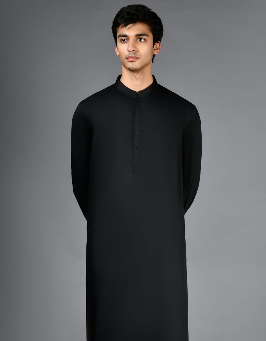 BLACK BLENDED CASUAL KURTA TROUSERS
