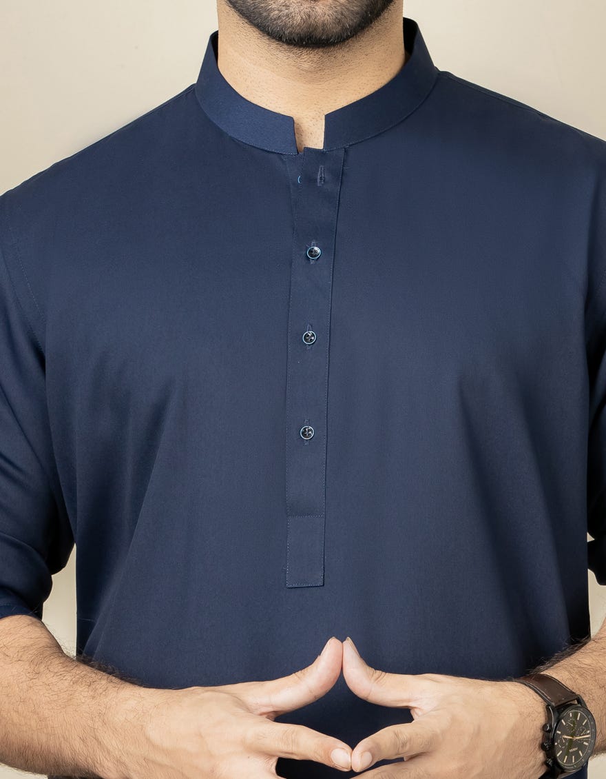 NAVY BLUE BLENDED KAMEEZ SHALWAR | JJKS-S-30780-R17-AP
