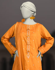 BROWN DOBBY EMBROIDERED UNSTITCHED 3PC | JLAWN-S-25-3079