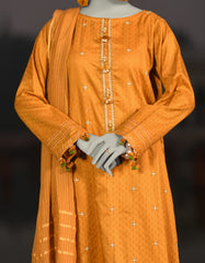 BROWN DOBBY EMBROIDERED UNSTITCHED 3PC | JLAWN-S-25-3079