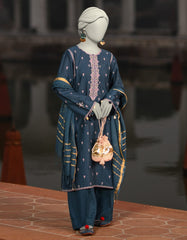 BLUE DOBBY EMBROIDERED UNSTITCHED 3PC | JLAWN-S-25-3080