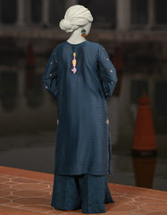 BLUE DOBBY EMBROIDERED UNSTITCHED 3PC | JLAWN-S-25-3080