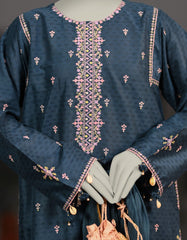 BLUE DOBBY EMBROIDERED UNSTITCHED 3PC | JLAWN-S-25-3080
