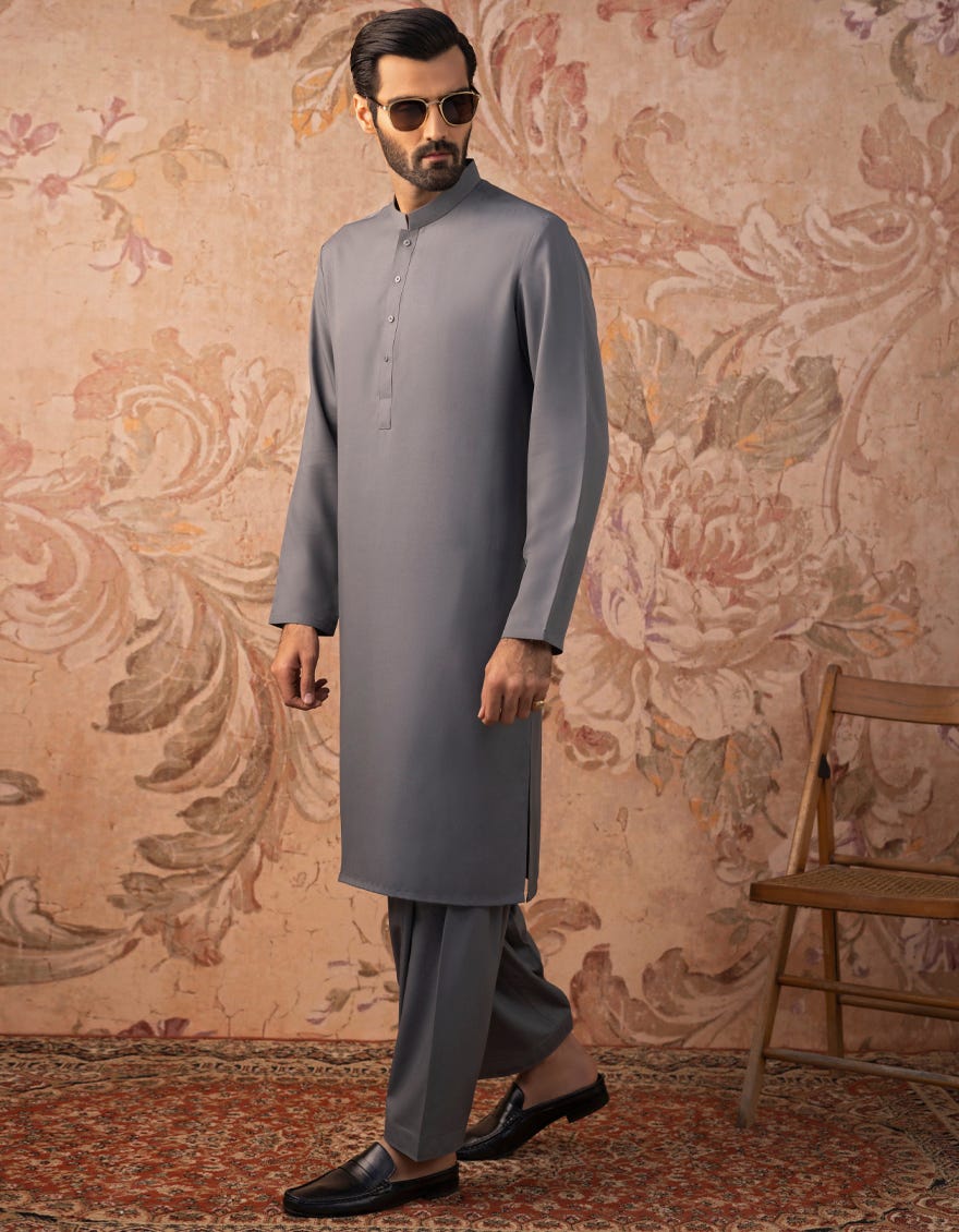 GREY BLENDED KAMEEZ SHALWAR | JJKS-S-30821-R14