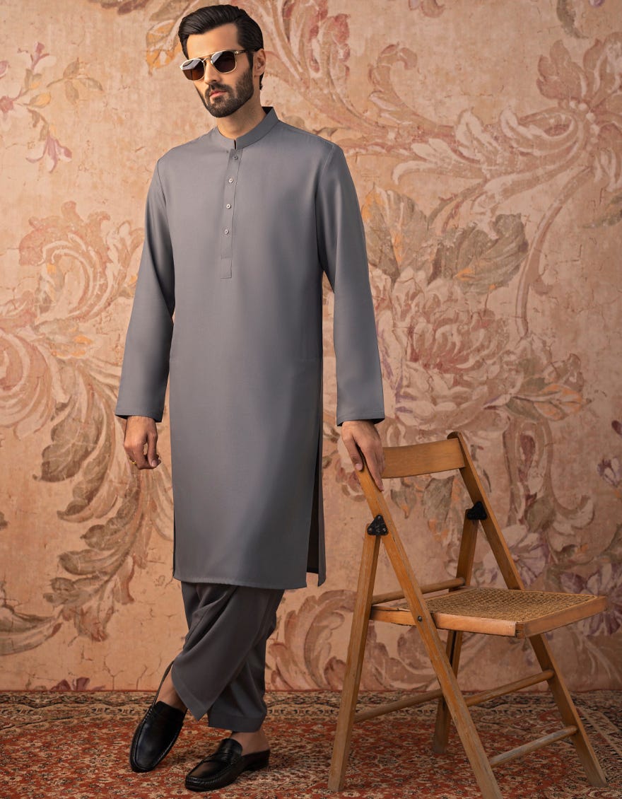 GREY BLENDED KAMEEZ SHALWAR | JJKS-S-30821-R13-AP