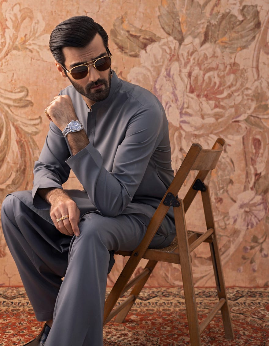 GREY BLENDED KAMEEZ SHALWAR | JJKS-S-30821-R14