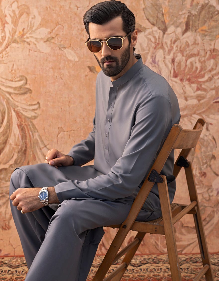 GREY BLENDED KAMEEZ SHALWAR | JJKS-S-30821-R13-AP