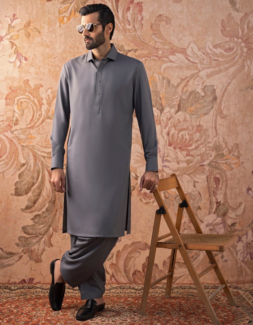 GREY BLENDED KAMEEZ SHALWAR | JJKS-S-30820-R13-AP