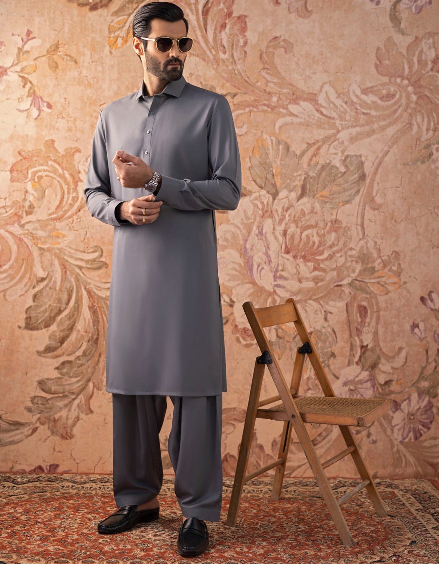GREY BLENDED KAMEEZ SHALWAR | JJKS-S-30820-R13-AP