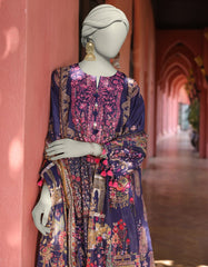 BLUE LAWN EMBROIDERED UNSTITCHED 3PC | JLAWN-S-25-3092