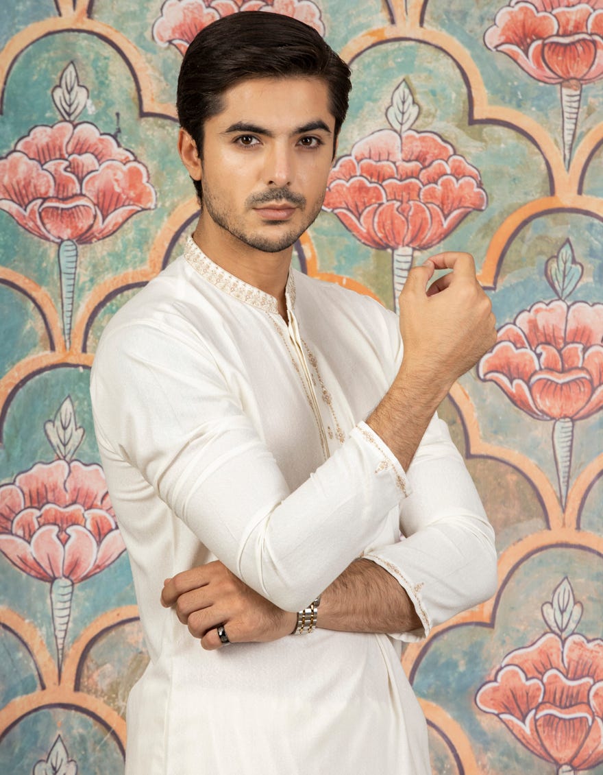 CREAM AYUDHIYA KAMEEZ SHALWAR | JJKS-S-32503