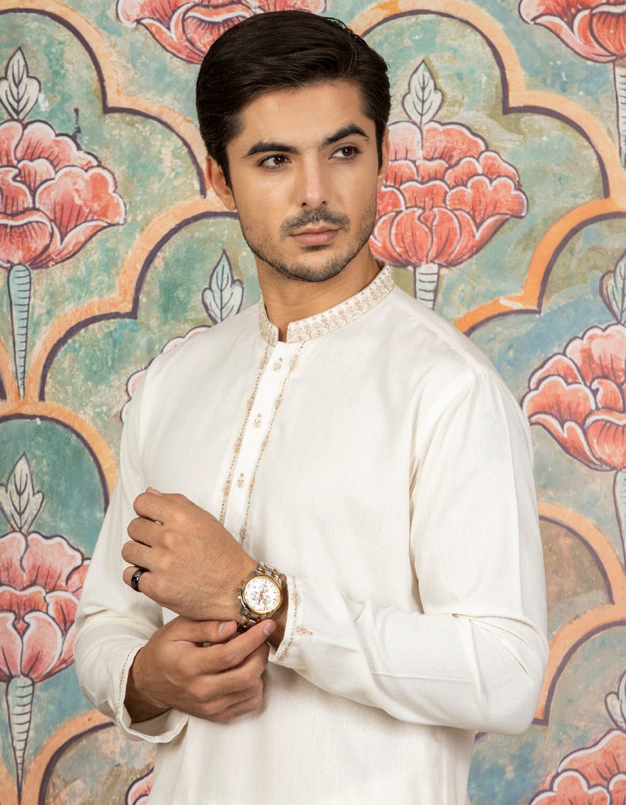 CREAM AYUDHIYA KAMEEZ SHALWAR | JJKS-S-32503