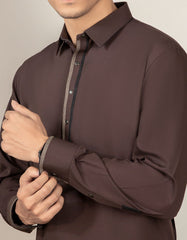 COFFEE BROWN BLENDED KAMEEZ SHALWAR | JJKS-S-32530