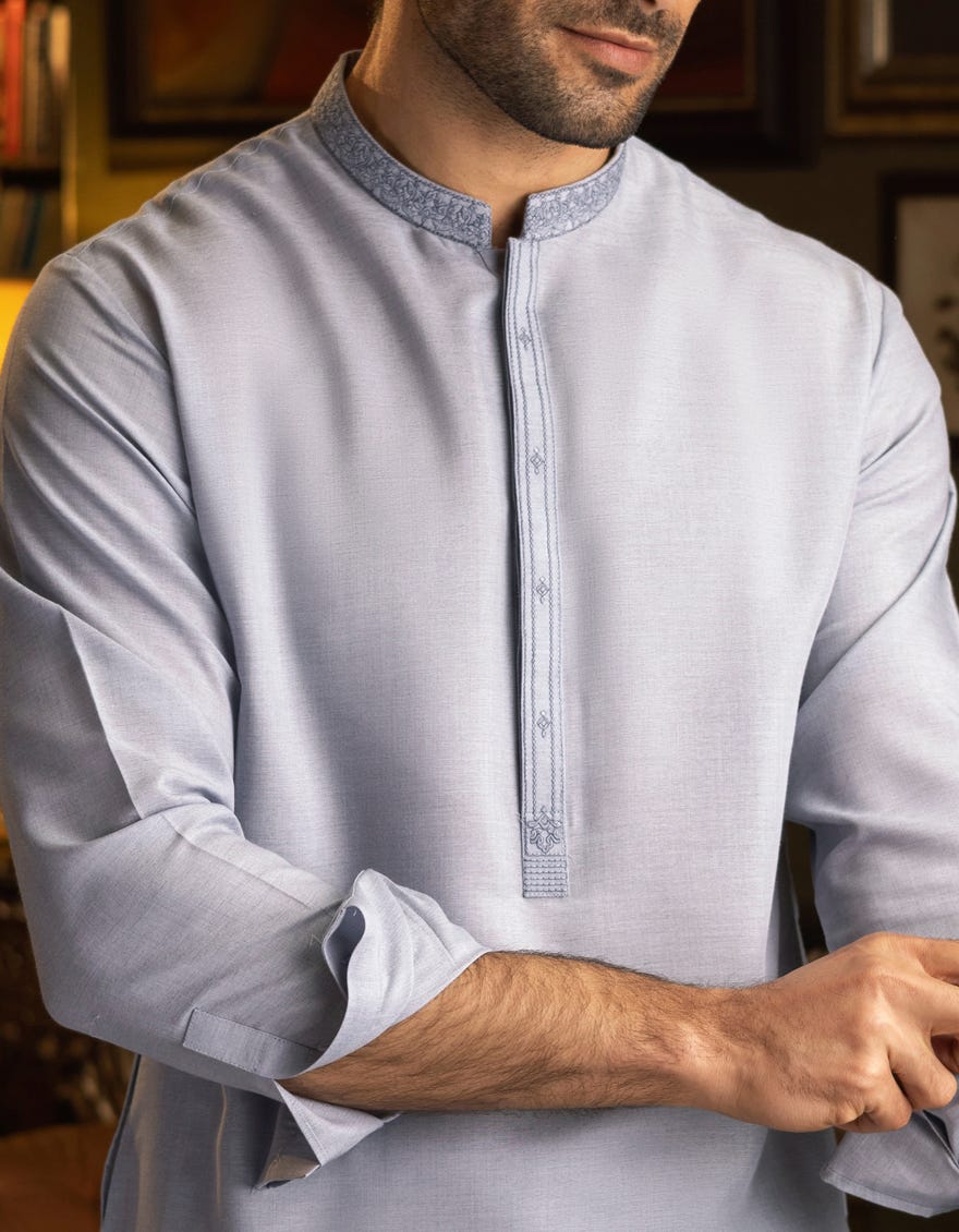 BLUEISH GREY BLENDED KAMEEZ SHALWAR | JJKS-S-32532