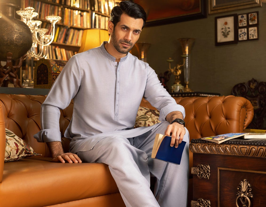 BLUEISH GREY BLENDED KAMEEZ SHALWAR | JJKS-S-32532