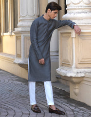 GREY COTTON SILK KURTA | JJK-S-32534