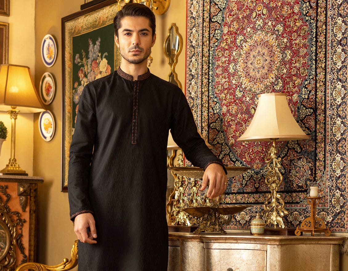 BLACK COTTON KURTA | JJK-S-32539