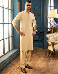 BEIGE BLENDED KAMEEZ SHALWAR | JJKS-S-32542