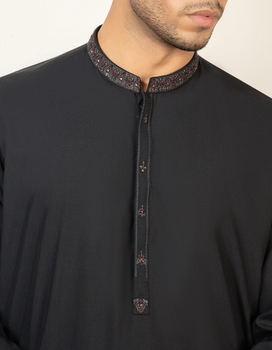 BLACK BLENDED KAMEEZ SHALWAR | JJKS-S-32543