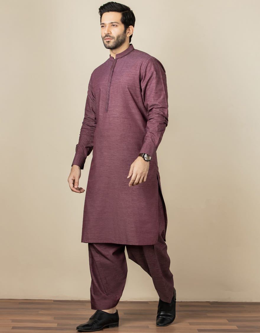 DARK PURPLE BLENDED KAMEEZ SHALWAR | JJKS-S-32545