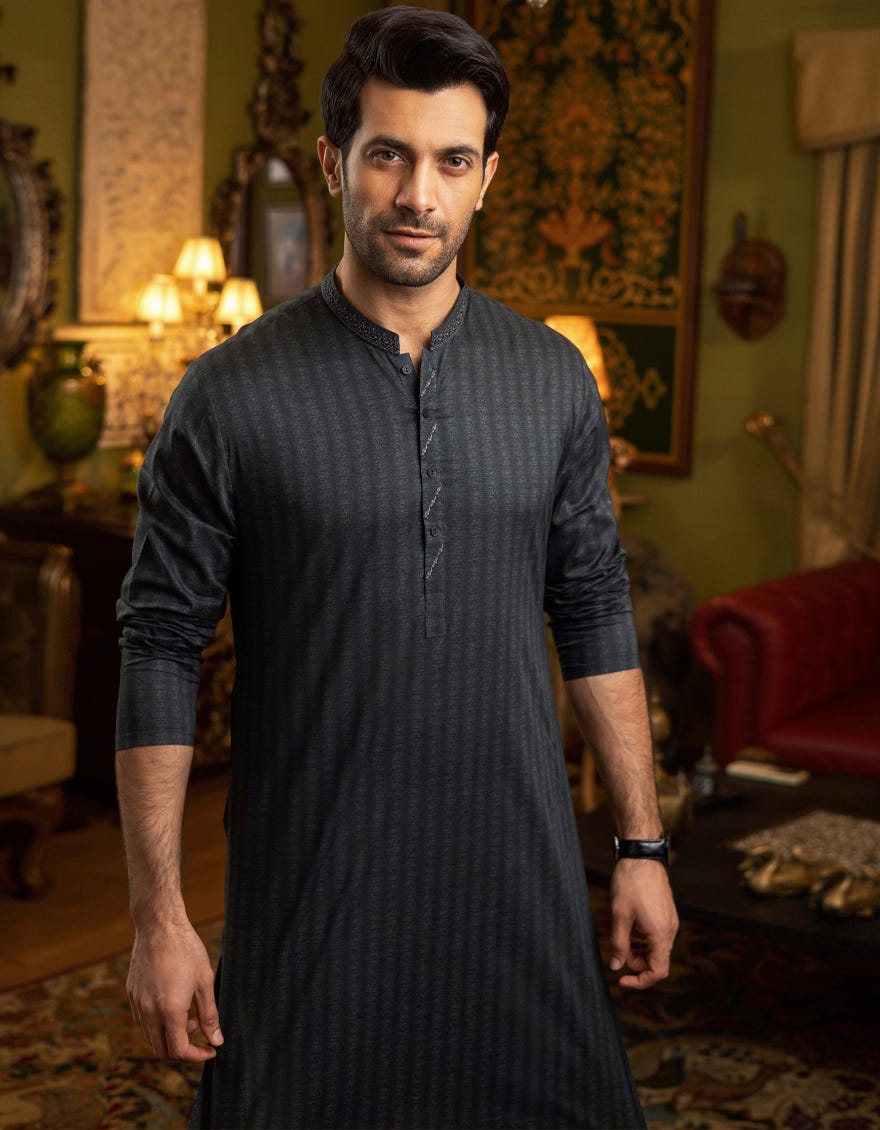 DARK GREEN COTTON KURTA | JJK-S-32546
