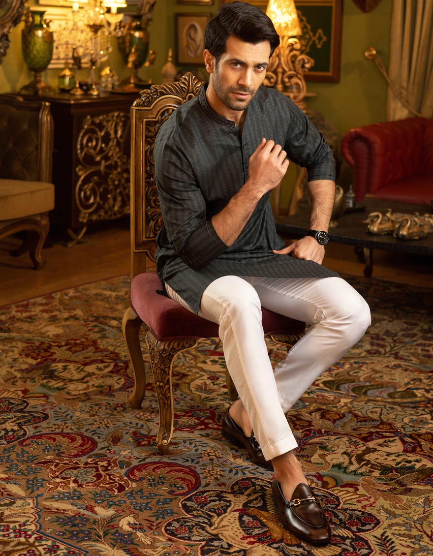 DARK GREEN COTTON KURTA | JJK-S-32546