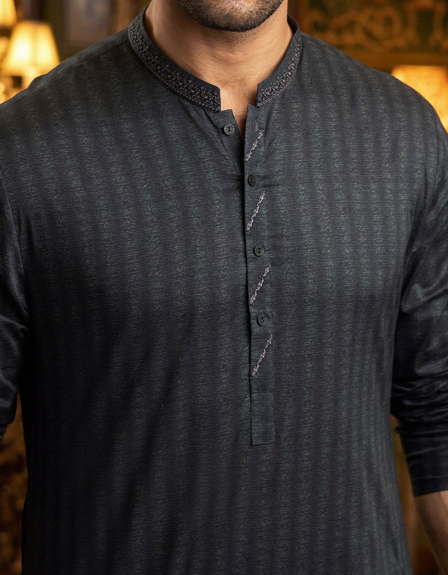 DARK GREEN COTTON KURTA | JJK-S-32546