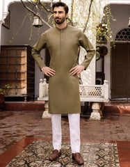 OLIVE COTTON KURTA | JJK-S-32555