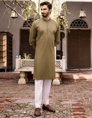 OLIVE COTTON KURTA | JJK-S-32555