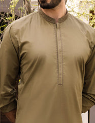 OLIVE COTTON KURTA | JJK-S-32555
