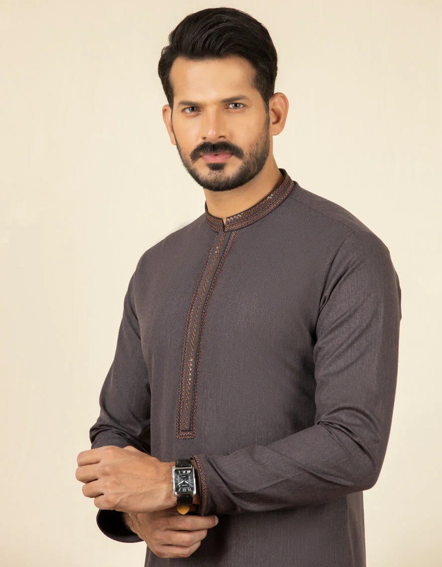 BROWN BLENDED KURTA | JJK-S-32559