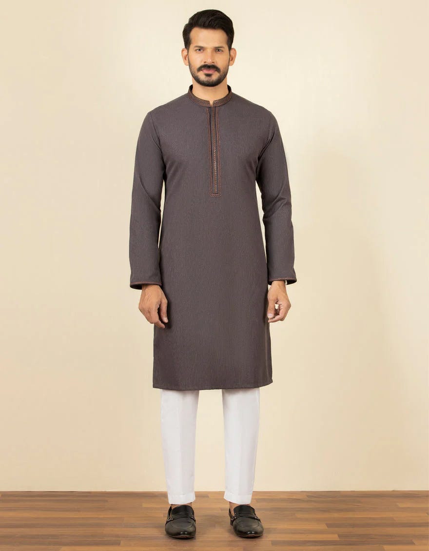 BROWN BLENDED KURTA | JJK-S-32559