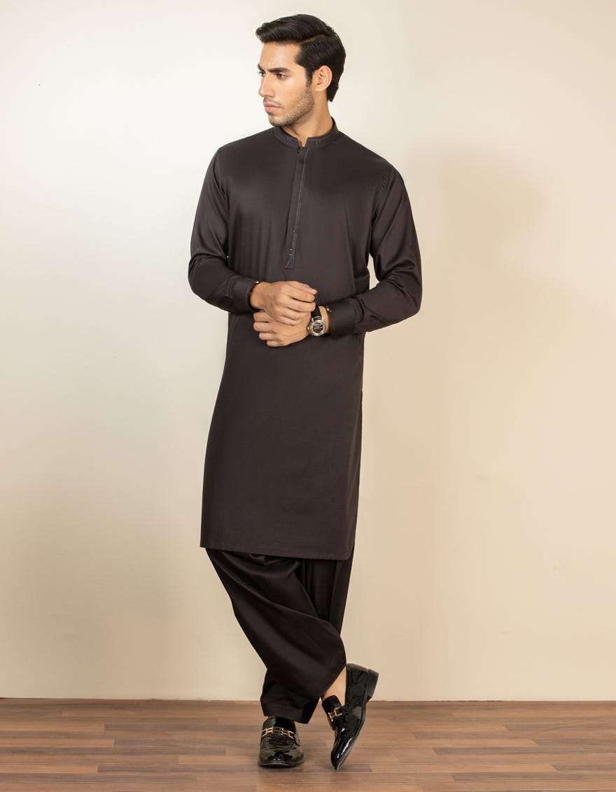 CHOCOLATE BROWN COTTON KAMEEZ SHALWAR | JJKS-S-32560