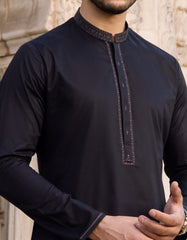 BLACK COTTON KURTA | JJK-S-32561