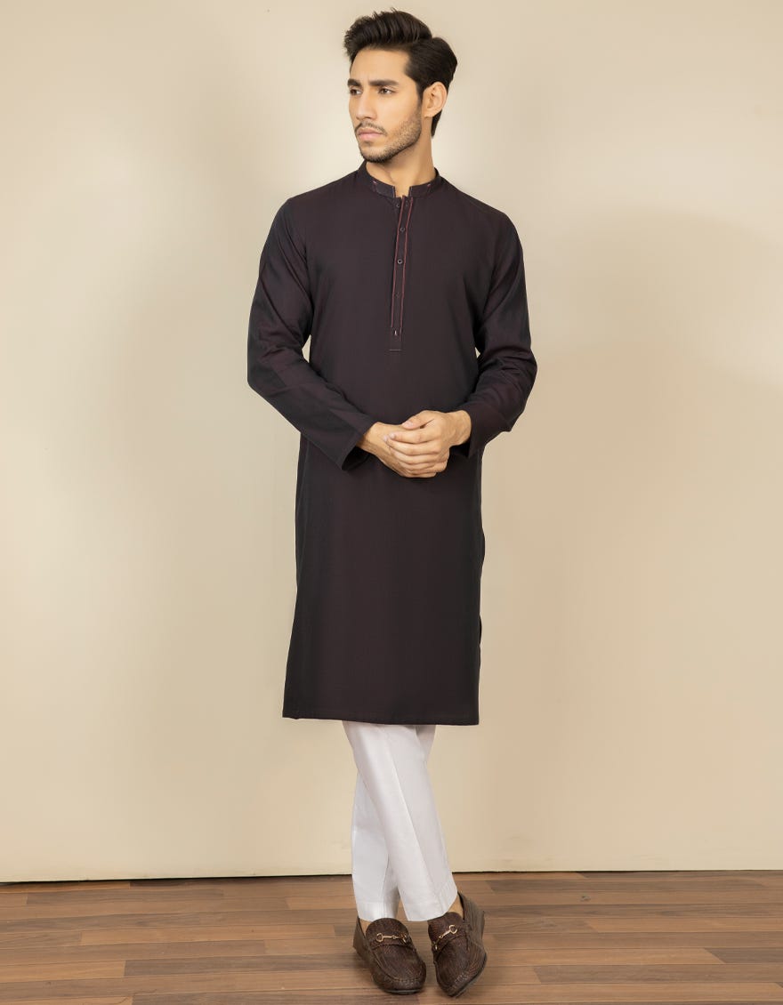 DEEP MAROON COTTON KURTA | JJK-S-32570