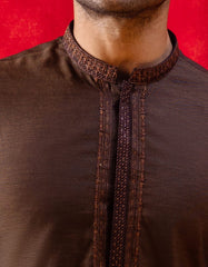 DARK BROWN COTTON KURTA | JJK-S-32571