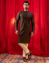 DARK BROWN COTTON KURTA | JJK-S-32571