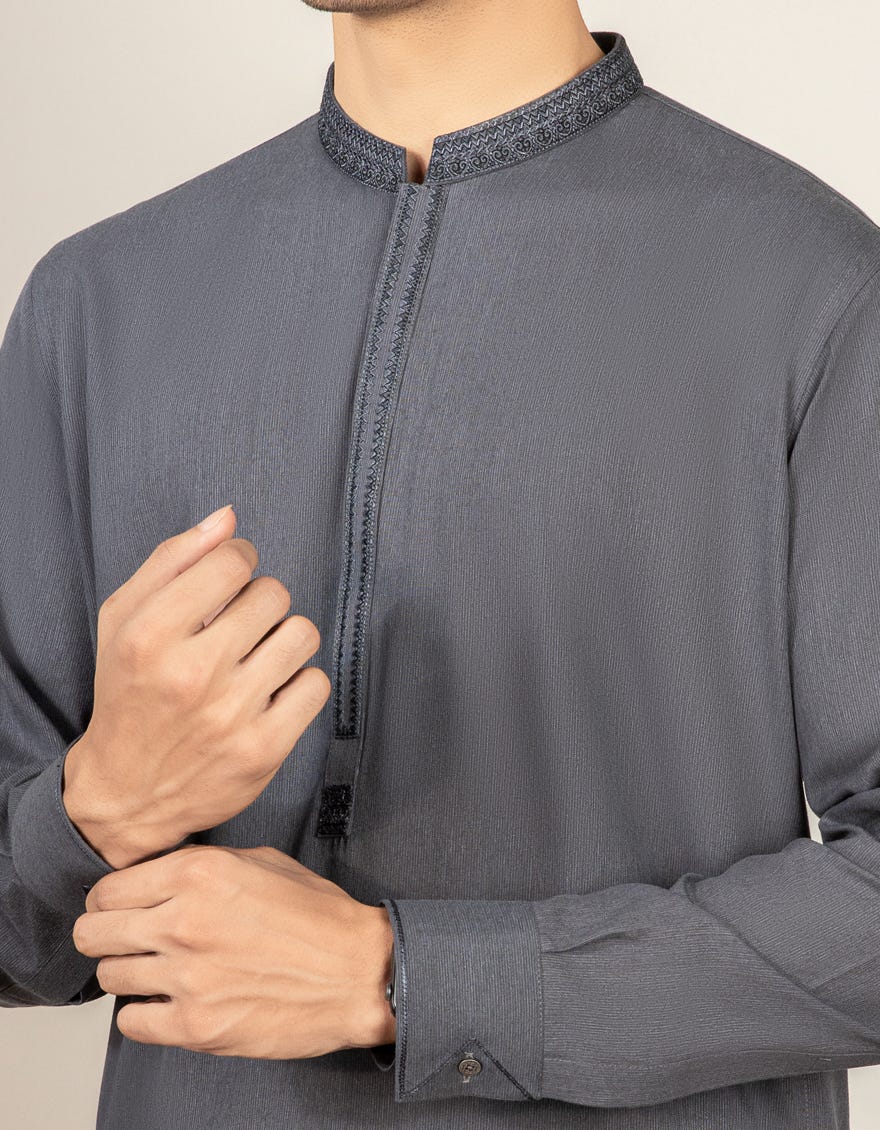 DARK GREY BLENDED KAMEEZ SHALWAR | JJKS-S-32575