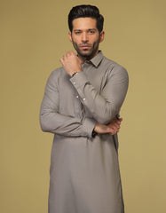 DULL GREY COTTON KAMEEZ SHALWAR | JJKS-S-32576
