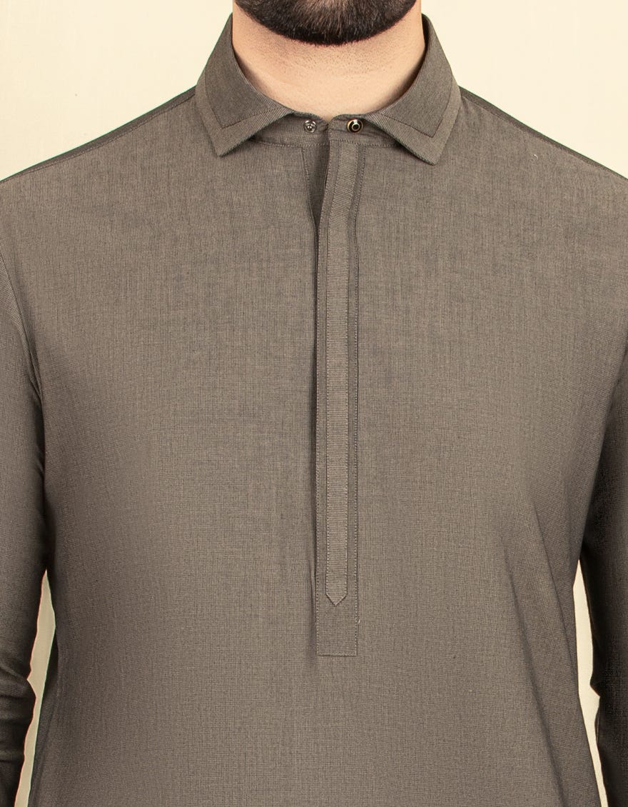 DARK GREY COTTON KAMEEZ SHALWAR | JJKS-S-32586
