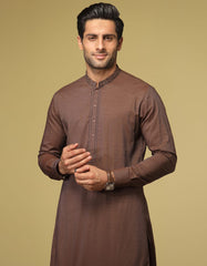 COFFEE BROWN COTTON KAMEEZ SHALWAR | JJKS-S-32594